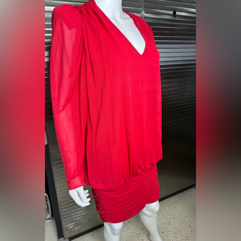 Vintage Frederick’s of Hollywood Ruched Red Dress Large - Picture 4 of 7